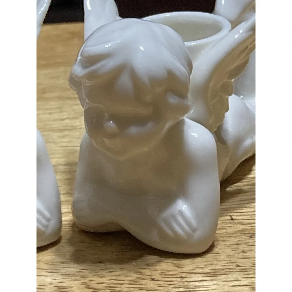 Cherub Angels Candle Porcelain Ceramic Angels Pair